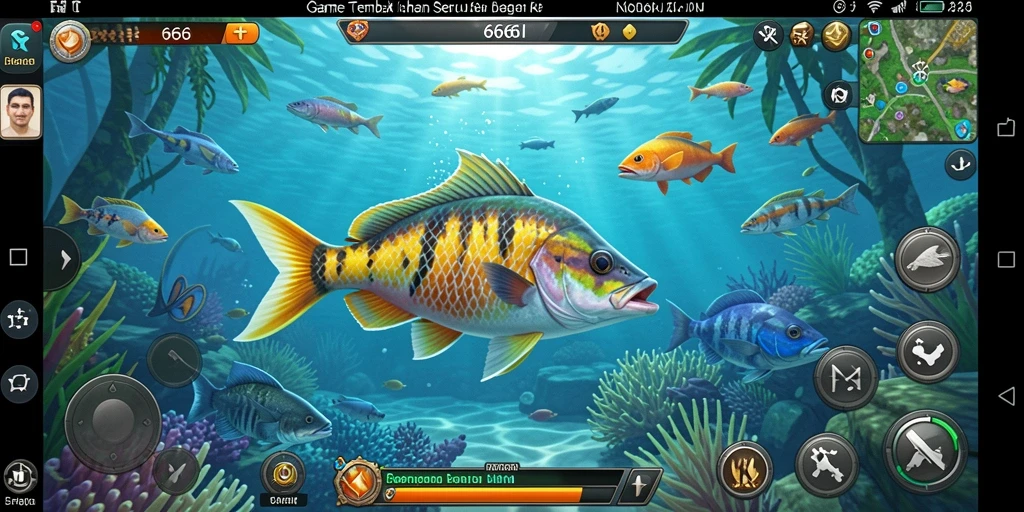 Tangkapan layar dari gameplay seru 666I saat menembak ikan.