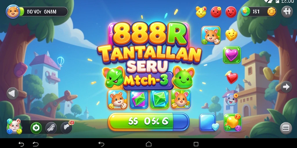 Screenshot gameplay 888R yang penuh warna dan seru.