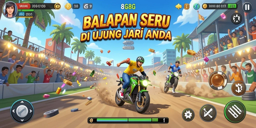Tampilan gameplay Racing yang menegangkan di 8G8G.