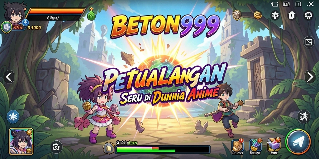 Tampilan gameplay <strong>BETON999</strong> yang menampilkan pertarungan karakter anime.