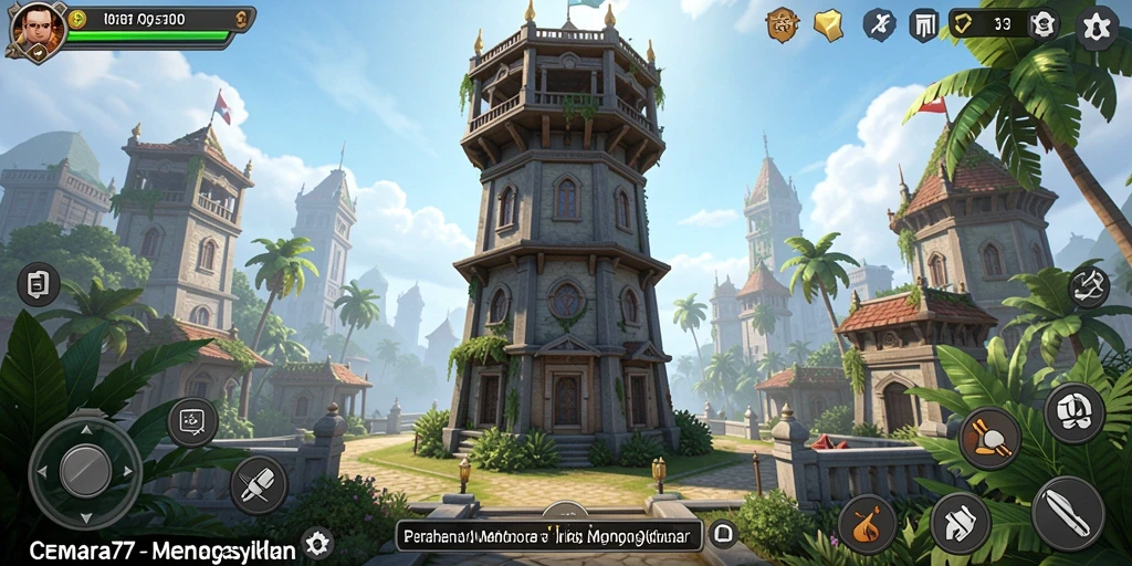 Tangkapan layar CEMARA77 menampilkan pertarungan menara yang seru dalam Tower Defense.