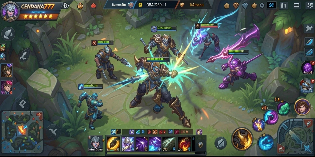 Screenshot CENDANA777 menampilkan gameplay MOBA yang seru dan intens.