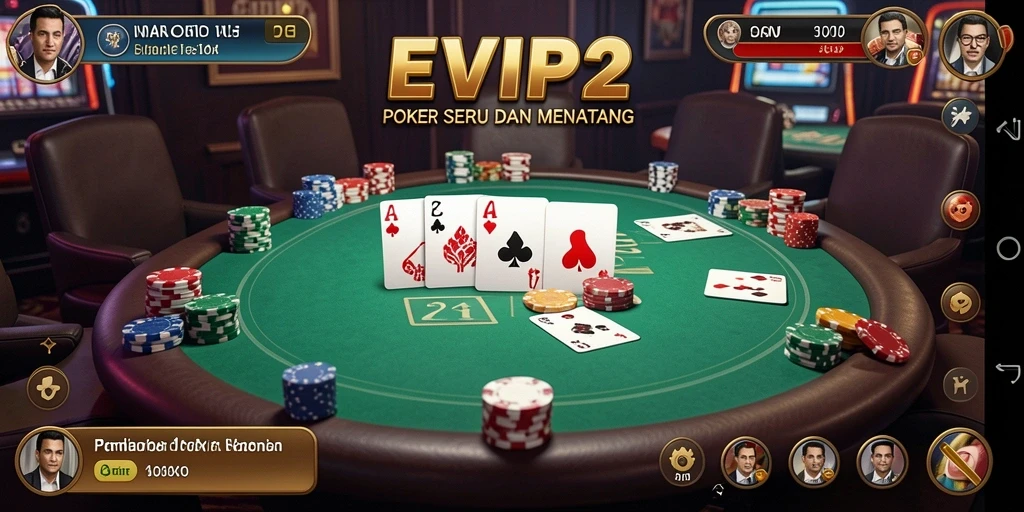 Tampilan gameplay Poker yang seru dan menarik di EVIP2.