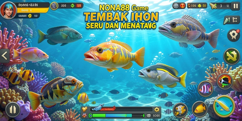 Screenshot NONA88 menampilkan aksi seru dalam bermain Tembak Ikan.