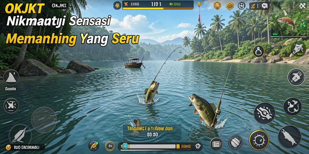 Tampilan gameplay memancing yang menarik di OKJKT.