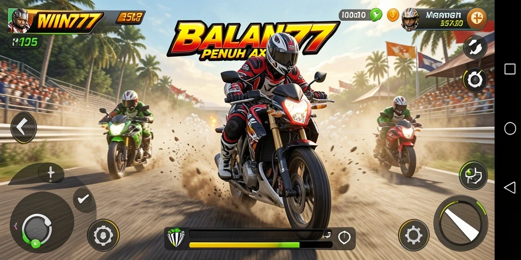 Tampilan menakjubkan dari gameplay balapan motor yang seru.