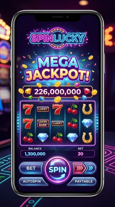 Tampilan antarmuka utama Spinlucky yang menarik.